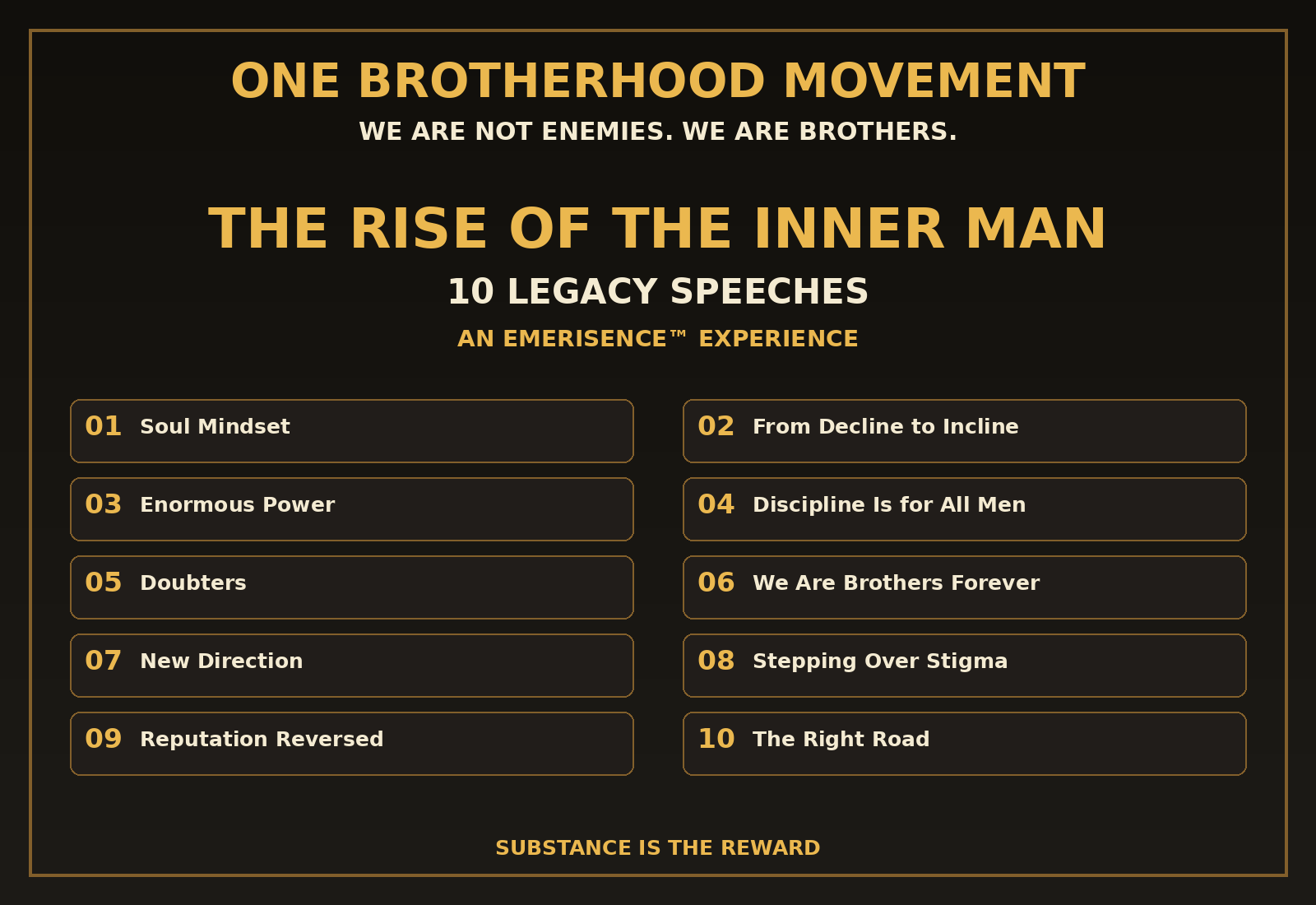 One Brotherhood Movement EMERISENCE ten-track collection artwork